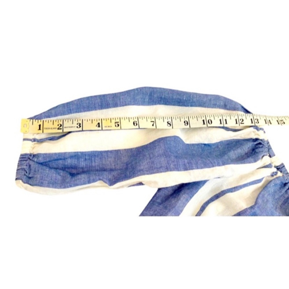 Young Fabulous & Broke Blue & White Stripe Off The Shoulder Globe Top, Size SM - Picture 8 of 12